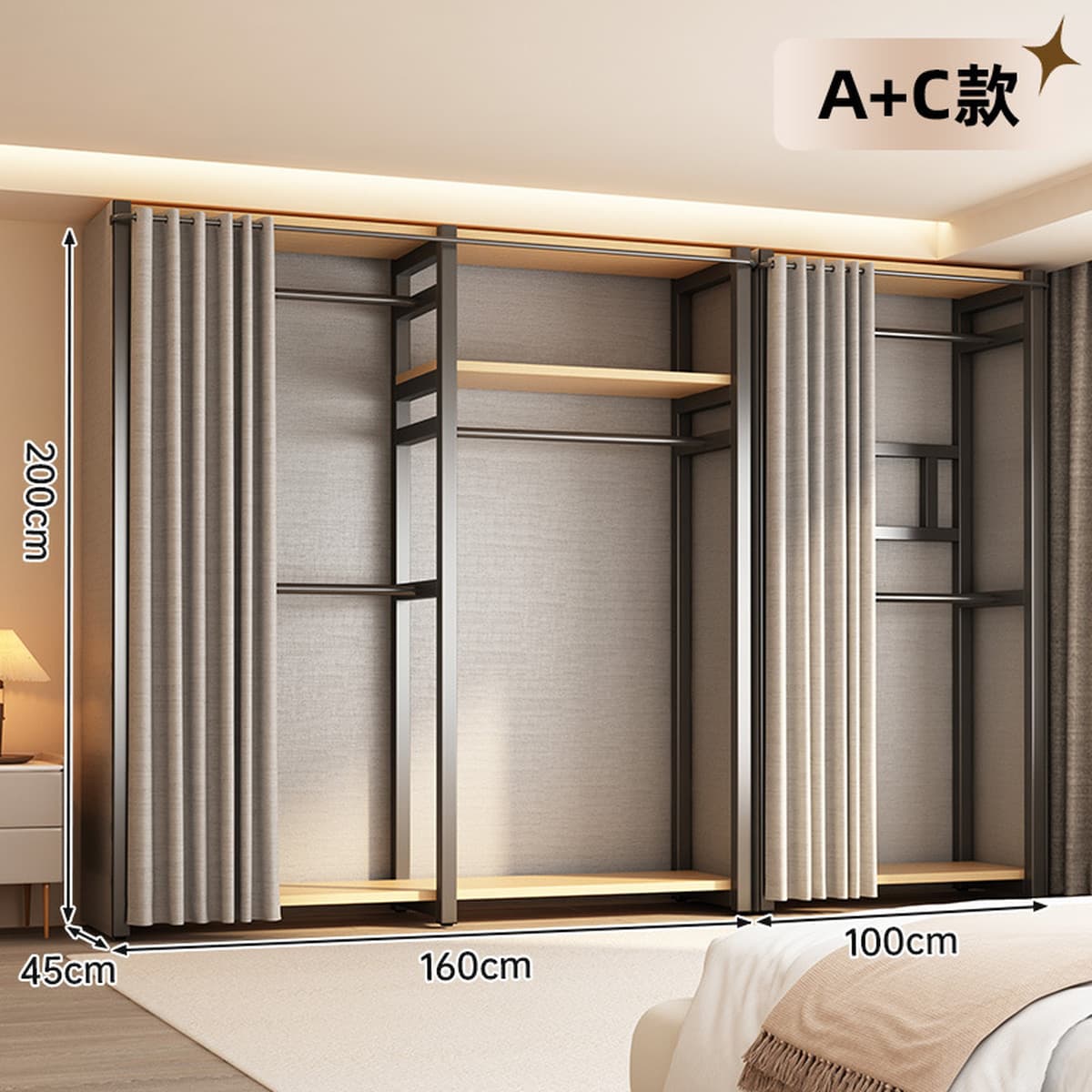 Открытый шкаф для дома, спальни, металлический каркас, гардеробная, стальной шкаф, новая горячая модель 2025 года для...