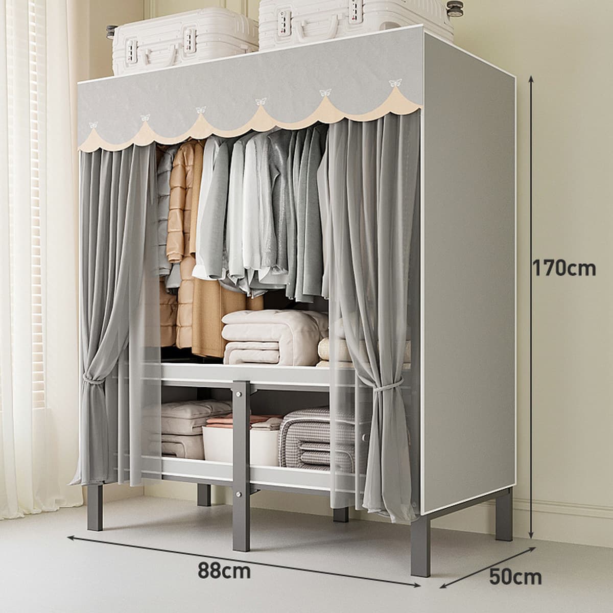 Шкаф Домашняя спальня без установки Простой складной стальной каркас для хранения шкаф прочный и прочный тканый шкаф для...