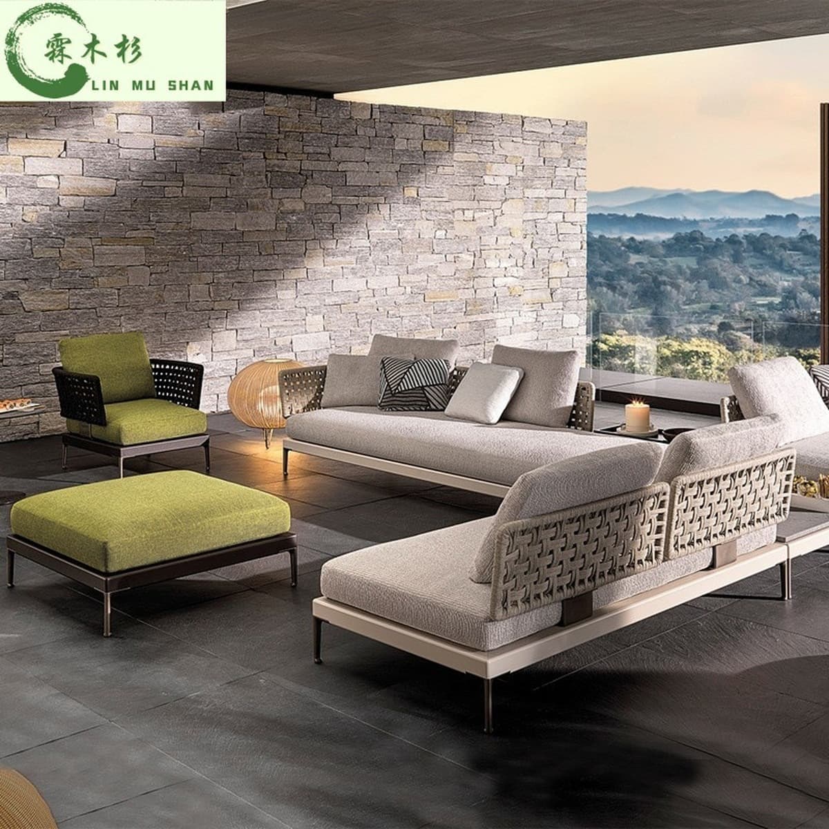 Открытый ротанговый диван Вилла Двор Досуг Тик Открытый Водонепроницаемый Солнцезащитный крем Мебель Сад Балкон Стул из...