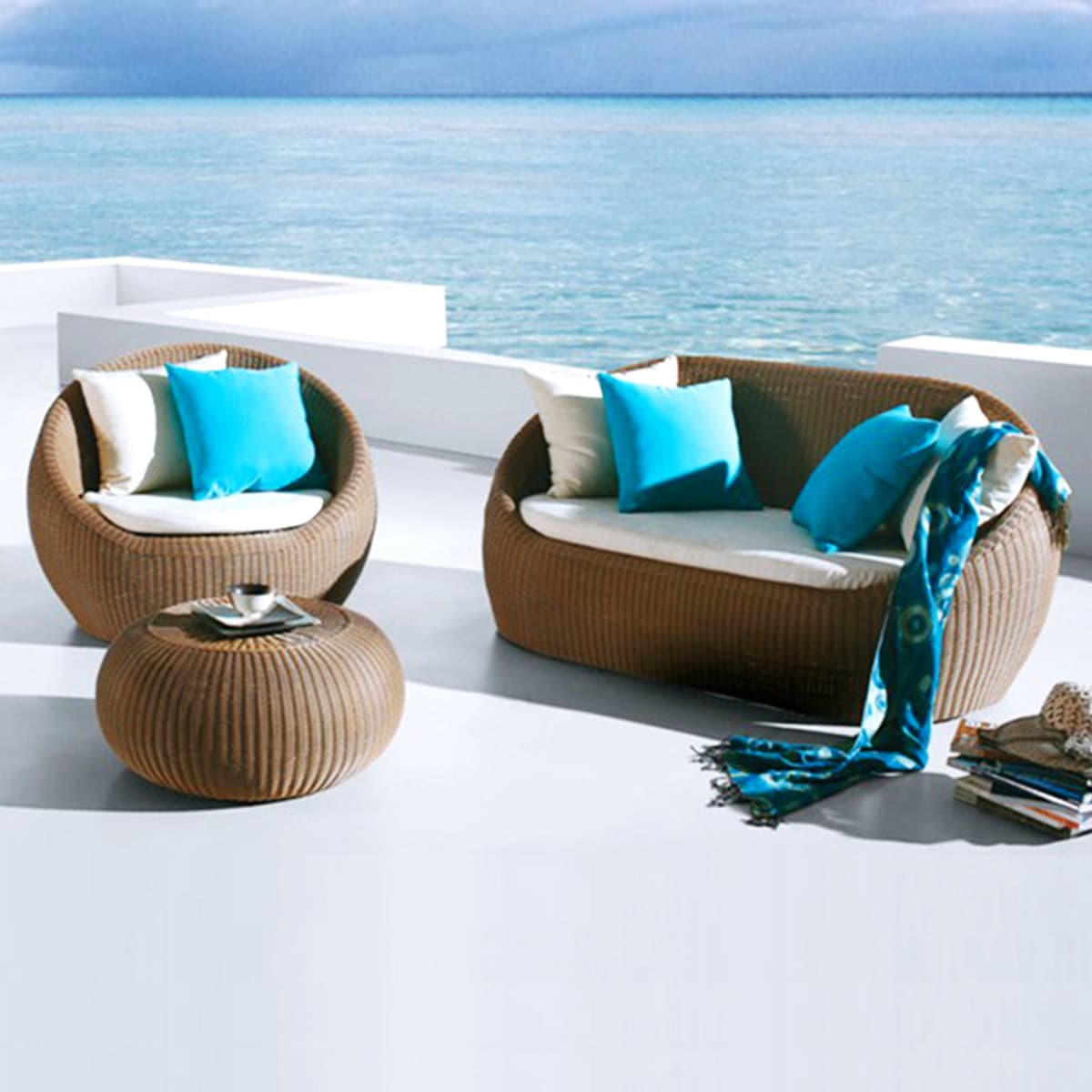 Внешняя торговля оптом открытый Ротанг стул диван журнальный столик комбинация двойной двор балкон сад ротанга диван...