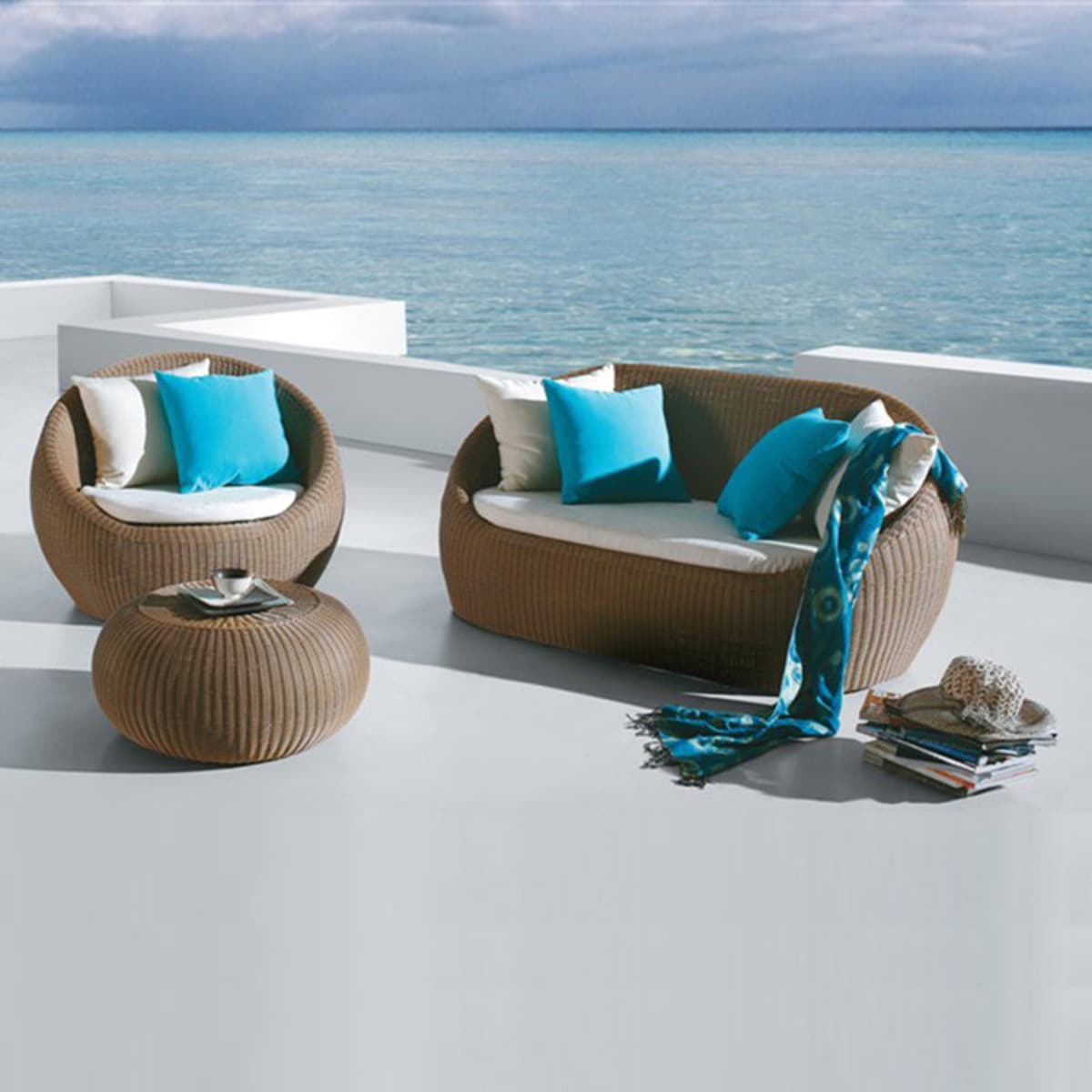 Внешняя торговля оптом открытый Ротанг стул диван журнальный столик комбинация двойной двор балкон сад ротанга диван...