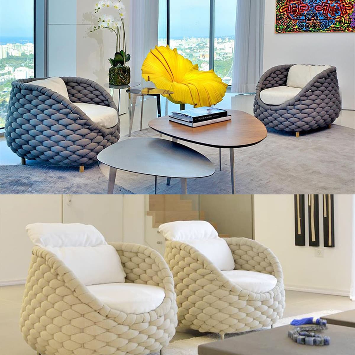 Открытый диван Двор Вилла Балкон Стул из ротанга Журнальный столик Мебель Комбинация Водонепроницаемая Защита от солнца...