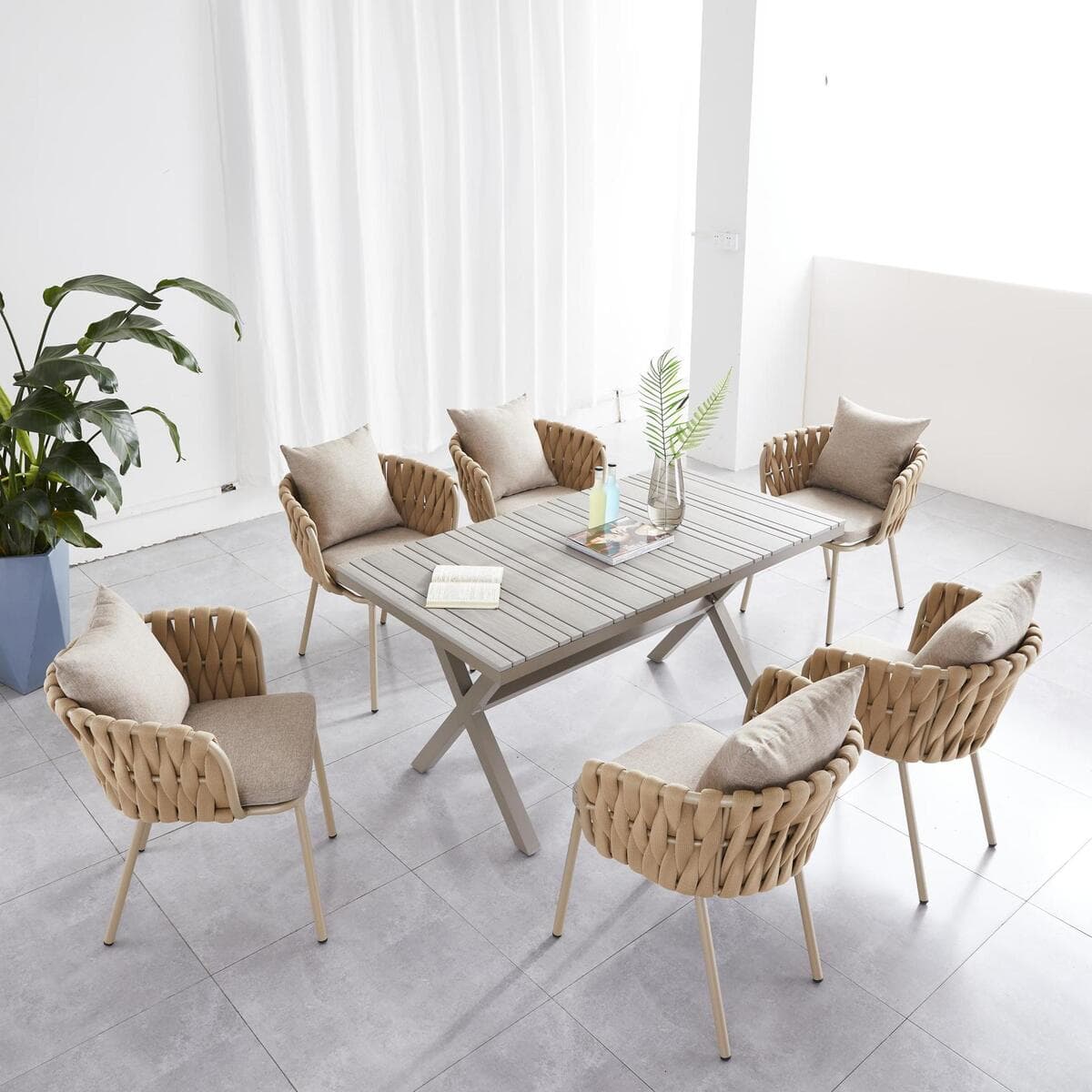 Наружные столы и стулья для внутреннего двора Канатные стулья для отдыха скамейки для мебели Вилла сад пластиковые...