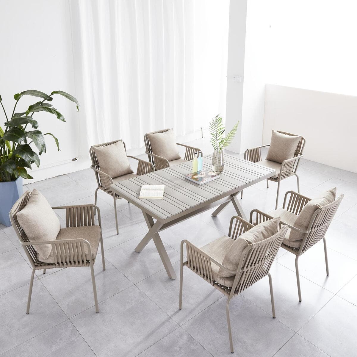 Наружные столы и стулья для внутреннего двора Канатные стулья для отдыха скамейки для мебели Вилла сад пластиковые...