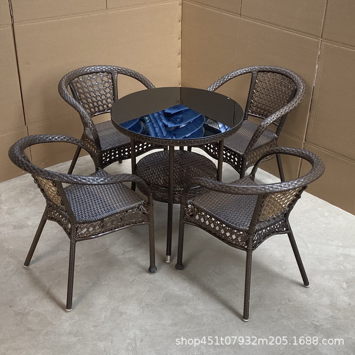 Комбинация чайного стола и стульев Открытый внутренний дворик Терраса Сад Открытый отдых Балкон Стул Водонепроницаемый стол