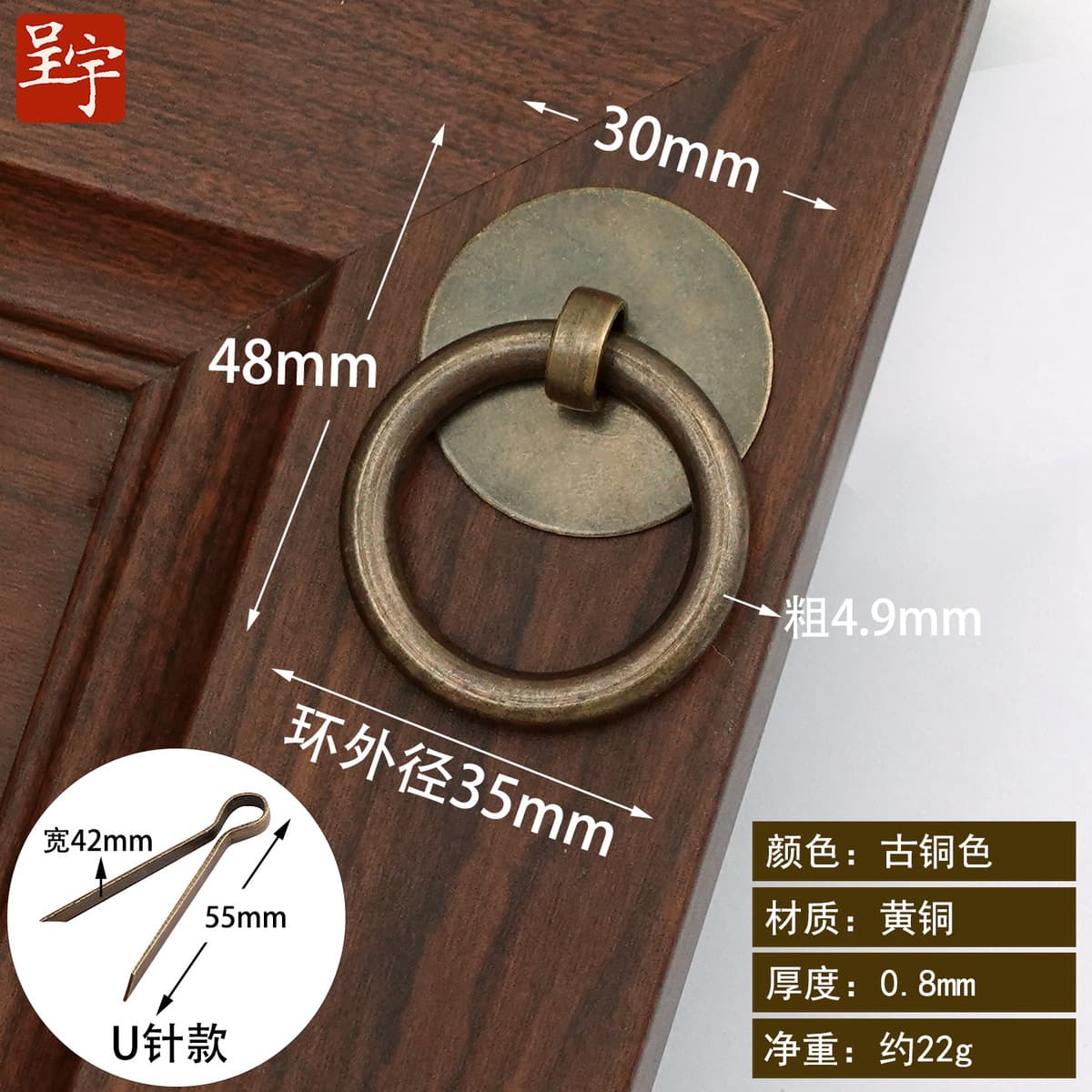 Ретро медные монеты тянуть кольцо классическая мебель медные аксессуары кольца пряжка руки Новый китайский ящик выдвижной...