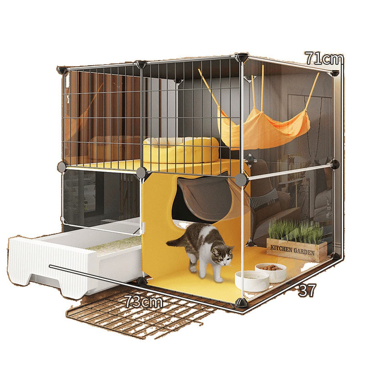 Клетка для кошек для домашнего использования в помещении со встроенным туалетом для туалета, очень большой пространство, не...