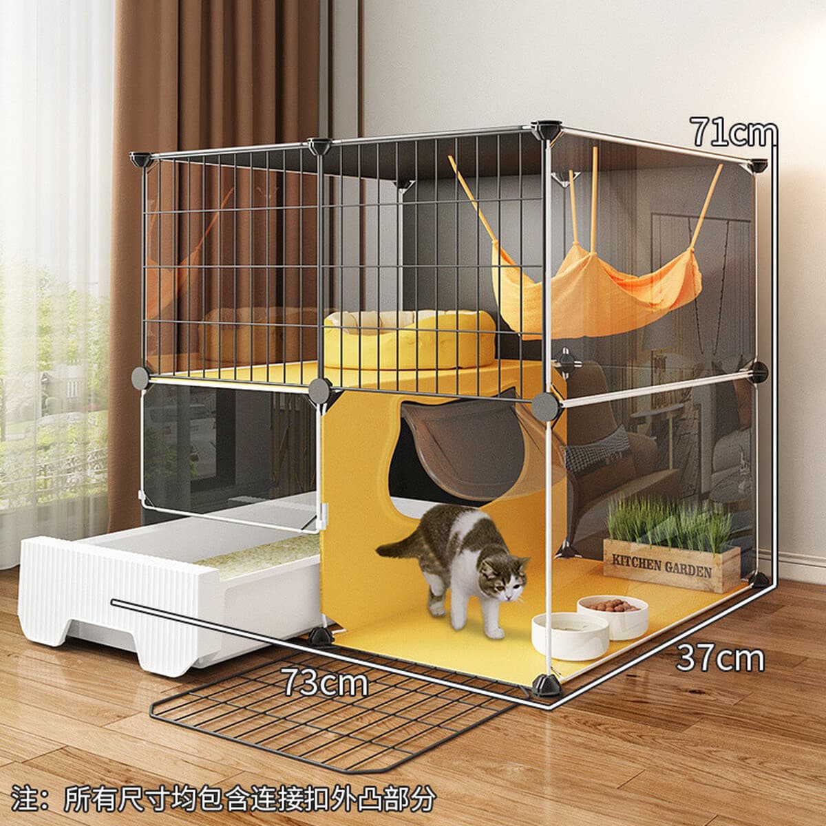 Клетка для кошек для домашнего использования в помещении со встроенным туалетом для туалета, очень большой пространство, не...