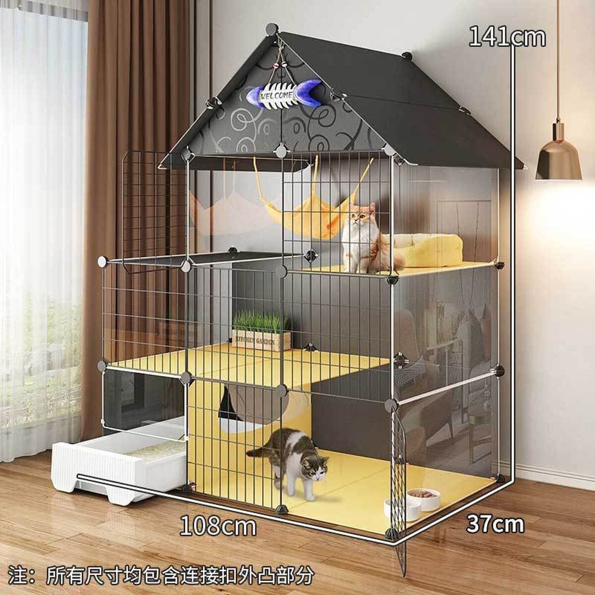 Клетка для кошек для домашнего использования в помещении со встроенным туалетом для туалета, очень большой пространство, не...