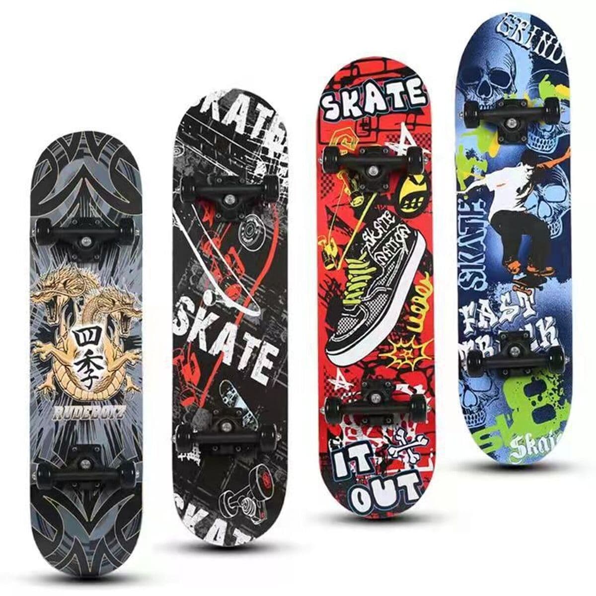 Детские четырехколесные скейтборды Двойной перекачки для начальной школы 4 колеса маленький скутер 3-15 лет 60/80cm