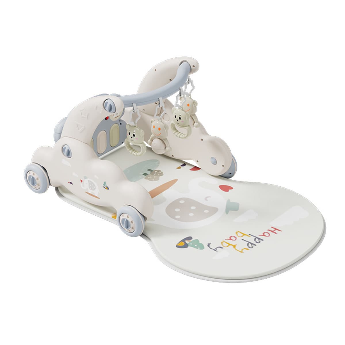 Многофункциональный пластиковый ходунок-каталка 2-в-1 для малышей, с педалями, в подарочной упаковке