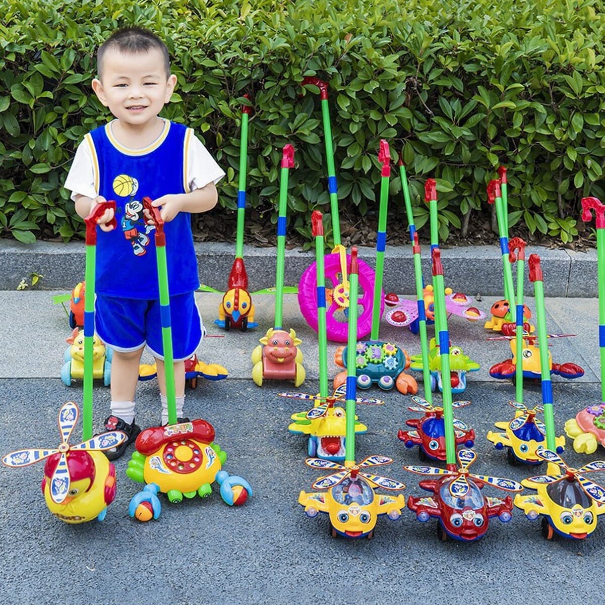 Детская 2-полюсная тележка для малышей Бабочка Многофункциональный колокол Маленькая игрушка-игрушка для малышей в стойле