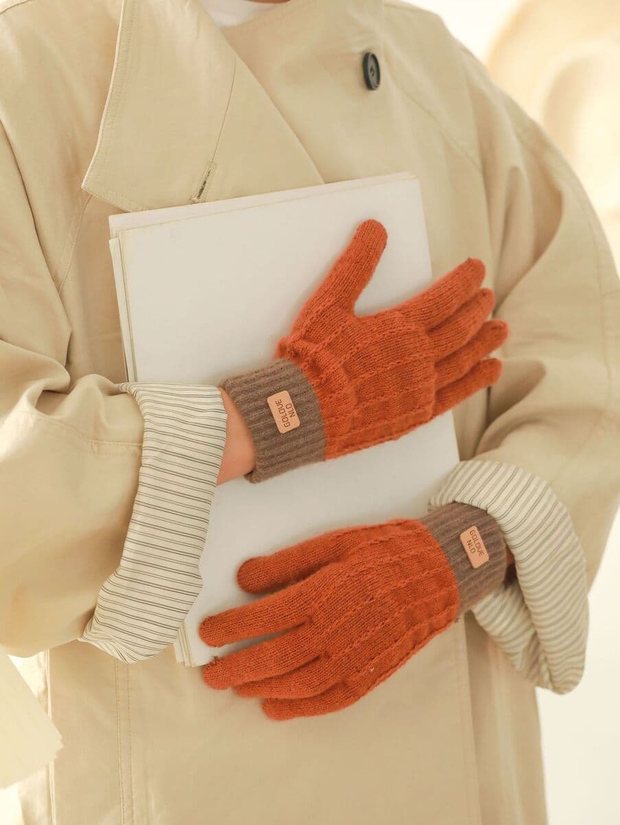 Вязаный сенсорный экран дамы осенью и зимой тепло нескользящие и бархатные толстые двухцветные жаккардовые перчатки