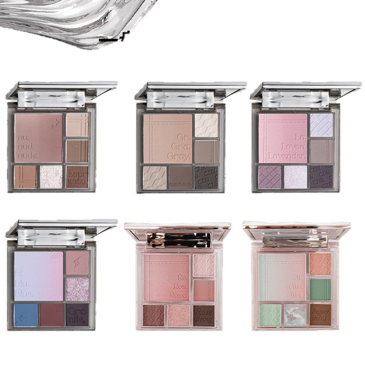 Палитра теней для век CZEL 03, серо-розовые румяна, хайлайтер, универсальная палитра, низкая насыщенность, матовый цвет...