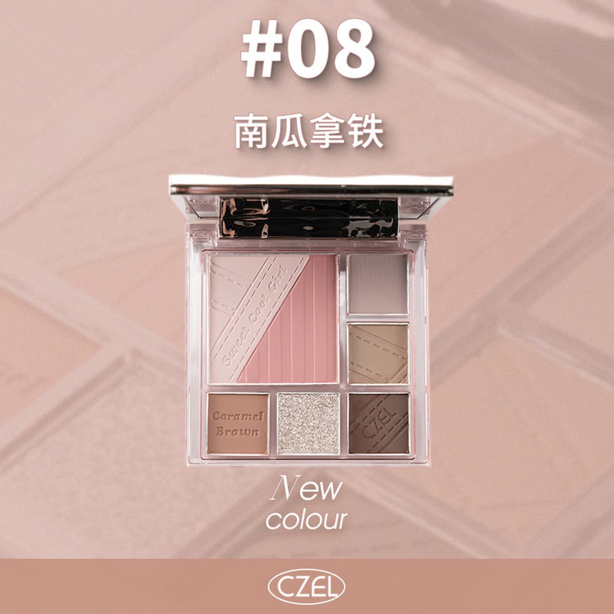 Палитра теней для век CZEL 03, серо-розовые румяна, хайлайтер, универсальная палитра, низкая насыщенность, матовый цвет...