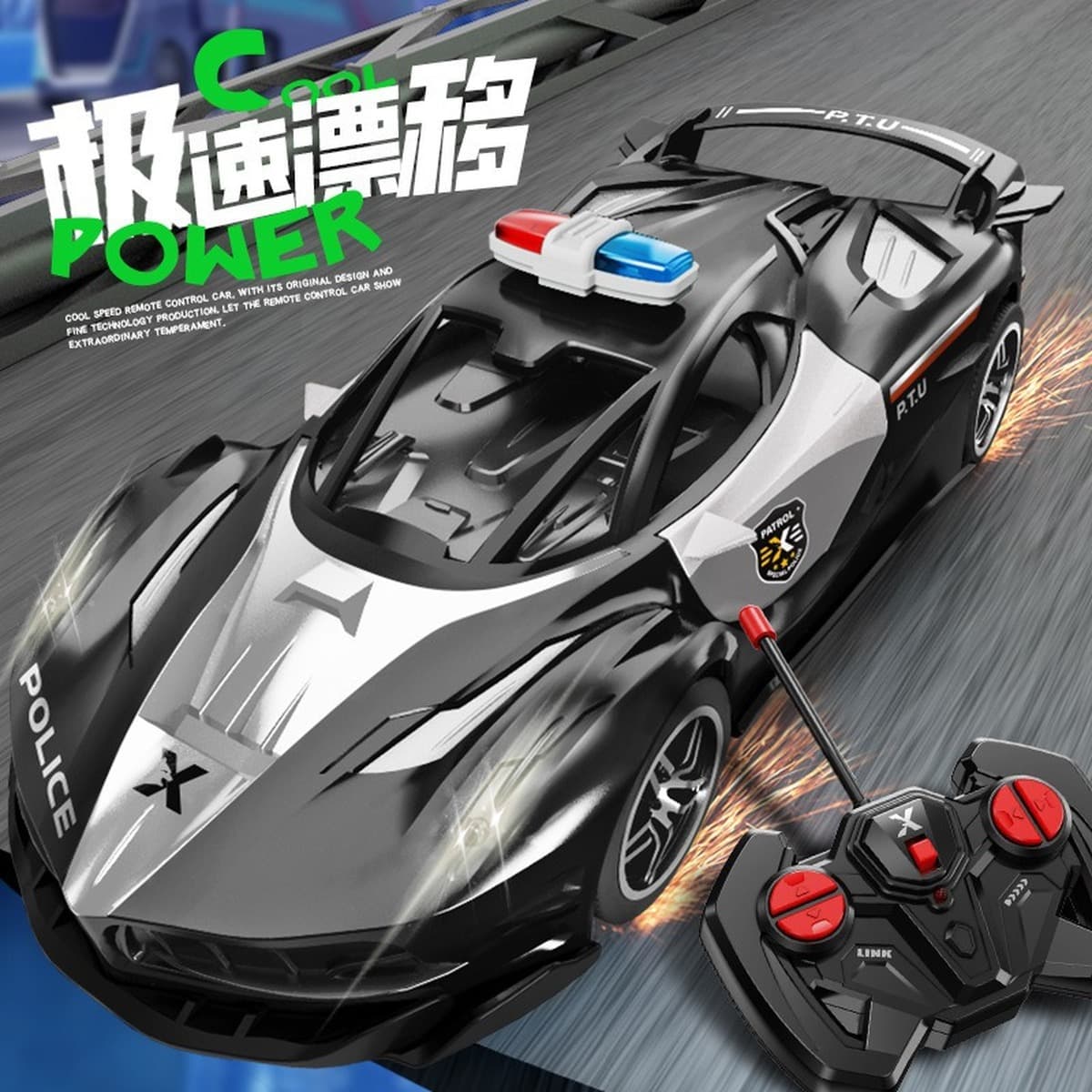 Детская игрушка-автомобиль на радиоуправлении, стильная полицейская машина, четырехканальный беспроводной внедорожник,...