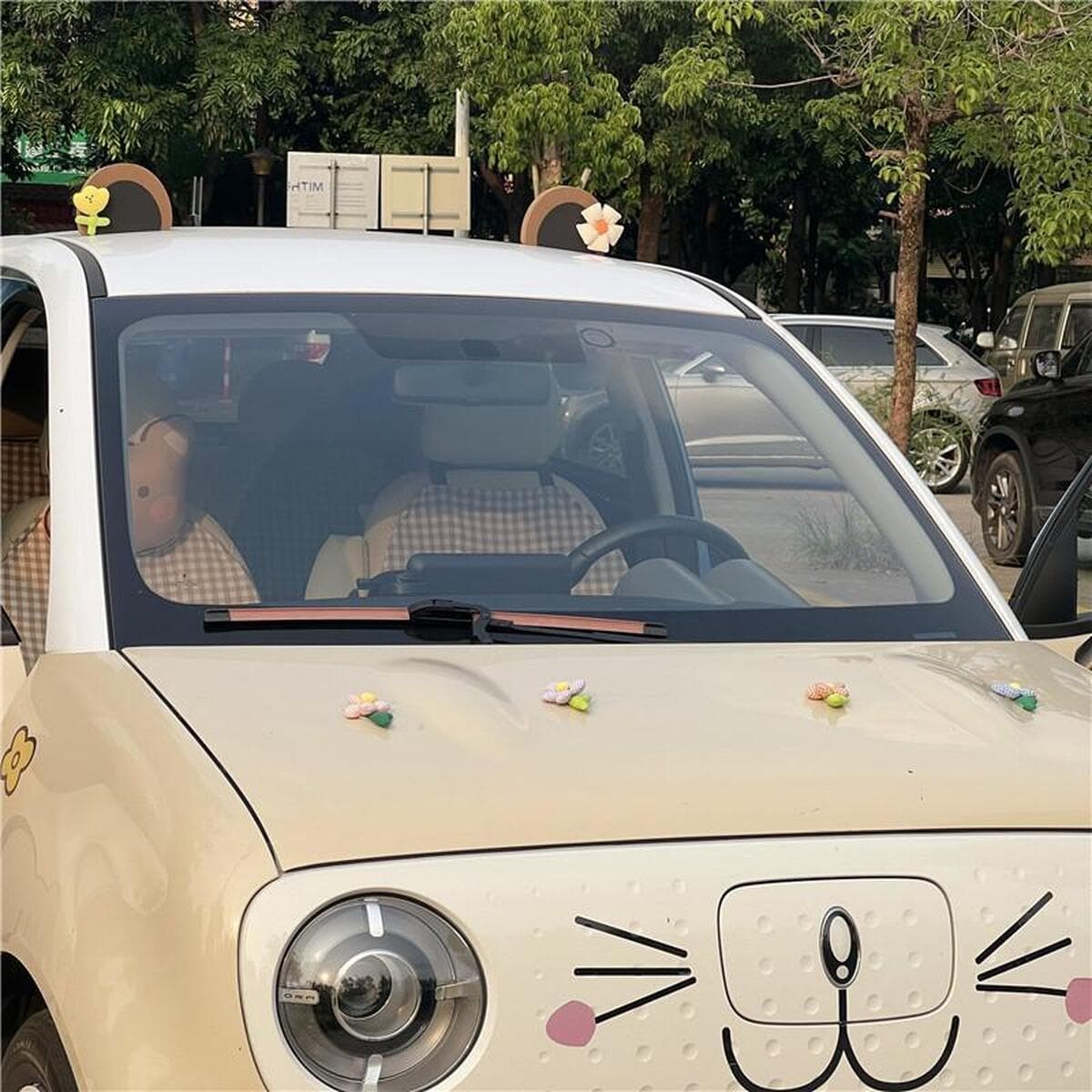 Украшение крыши автомобиля G3F, милый мультяшный декор для экстерьера автомобиля, украшение в виде медвежьих ушей,...