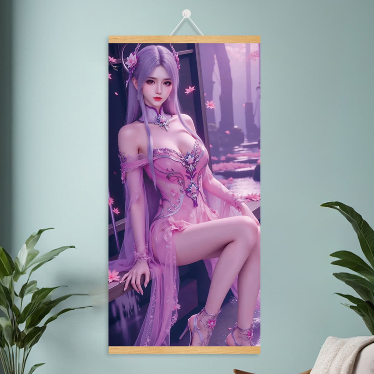 Мультяшный комикс, милый и симпатичный постер с девушкой, фабрика дропшипинга, рулонная картина из массива дерева, подвесная...