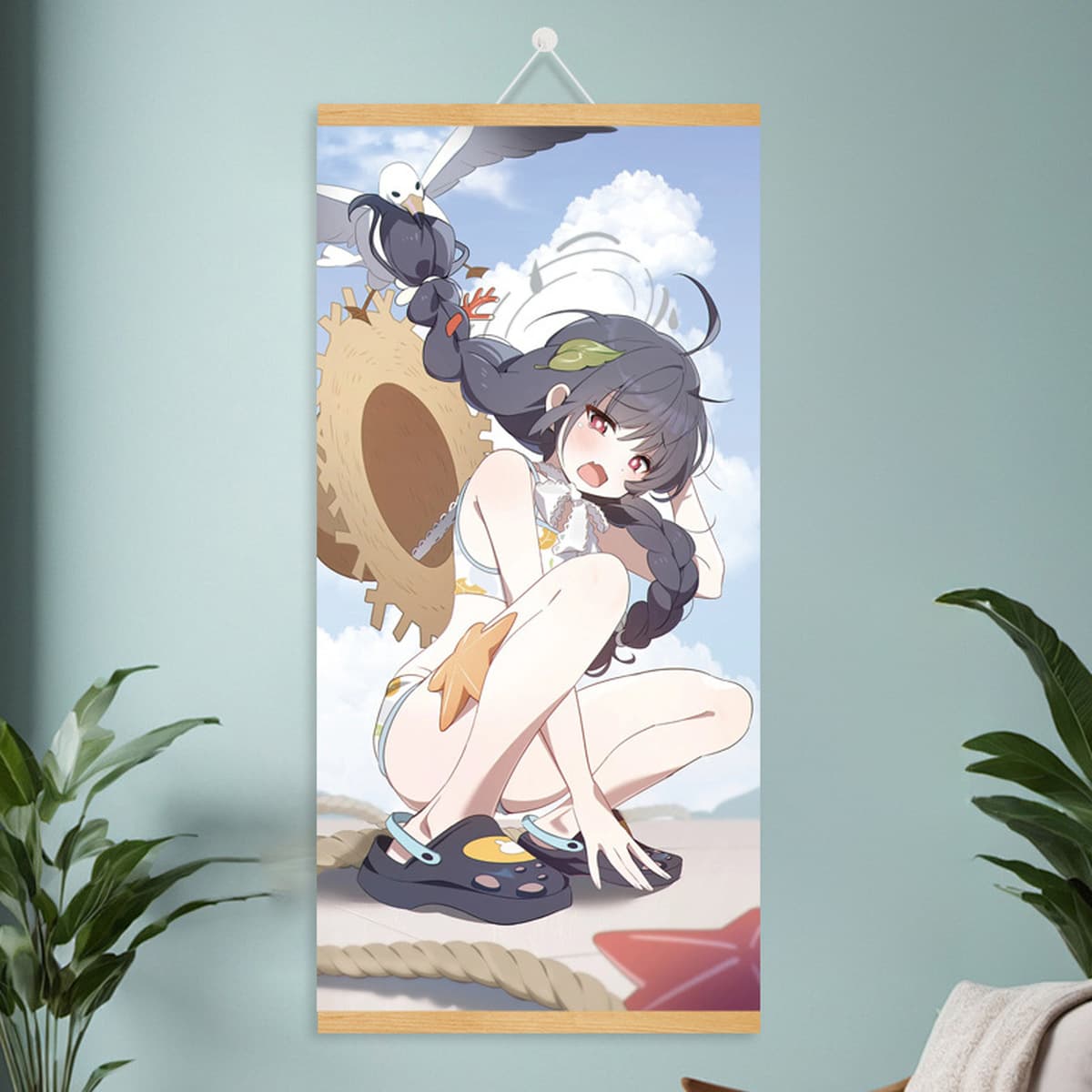 Мультяшный комикс, милый и симпатичный постер с девушкой, фабрика дропшипинга, рулонная картина из массива дерева, подвесная...