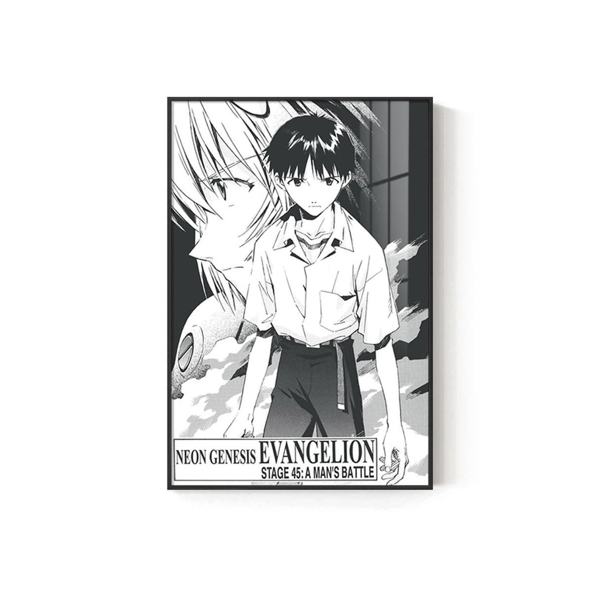 EVA Черно-белый комический плакат Декоративная роспись киберспорт комната кабинет спальня декоративная стена Евангелион...