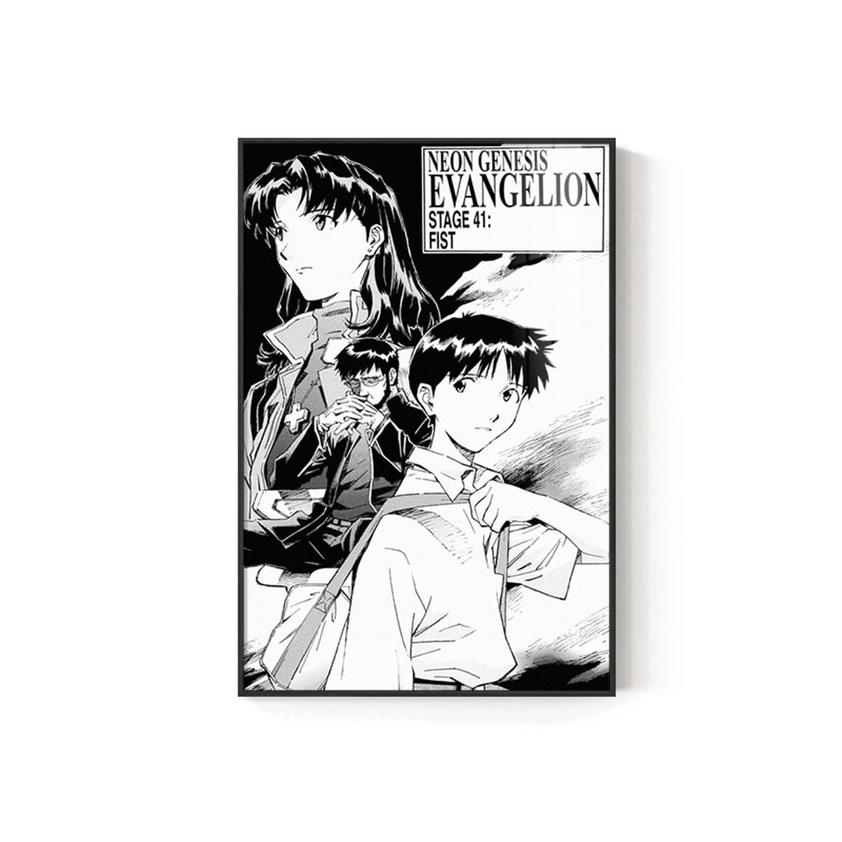 EVA Черно-белый комический плакат Декоративная роспись киберспорт комната кабинет спальня декоративная стена Евангелион...