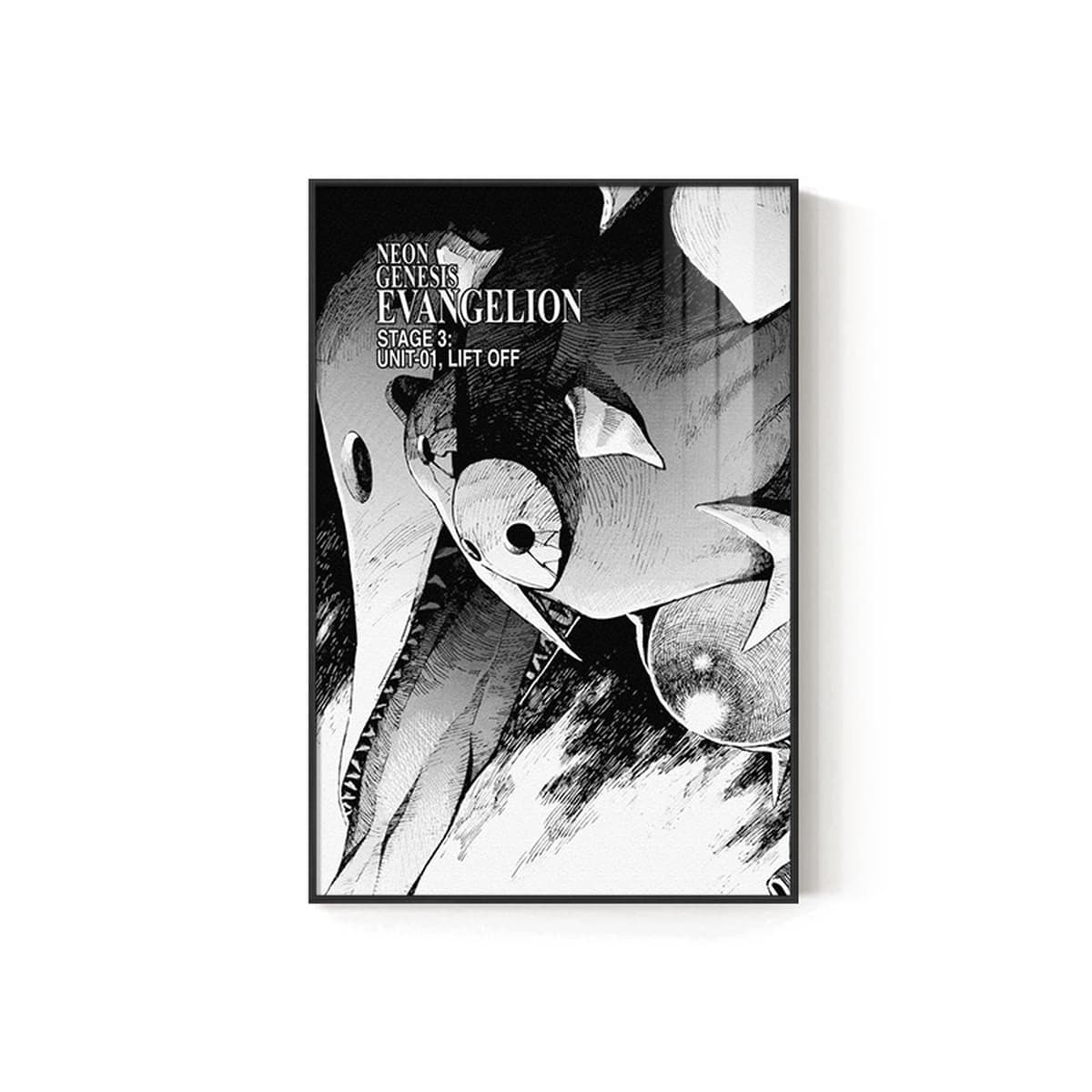 EVA Черно-белый комический плакат Декоративная роспись киберспорт комната кабинет спальня декоративная стена Евангелион...