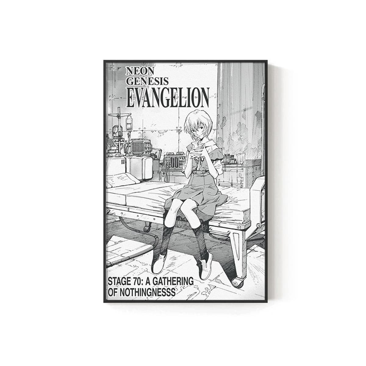 EVA Черно-белый комический плакат Декоративная роспись киберспорт комната кабинет спальня декоративная стена Евангелион...