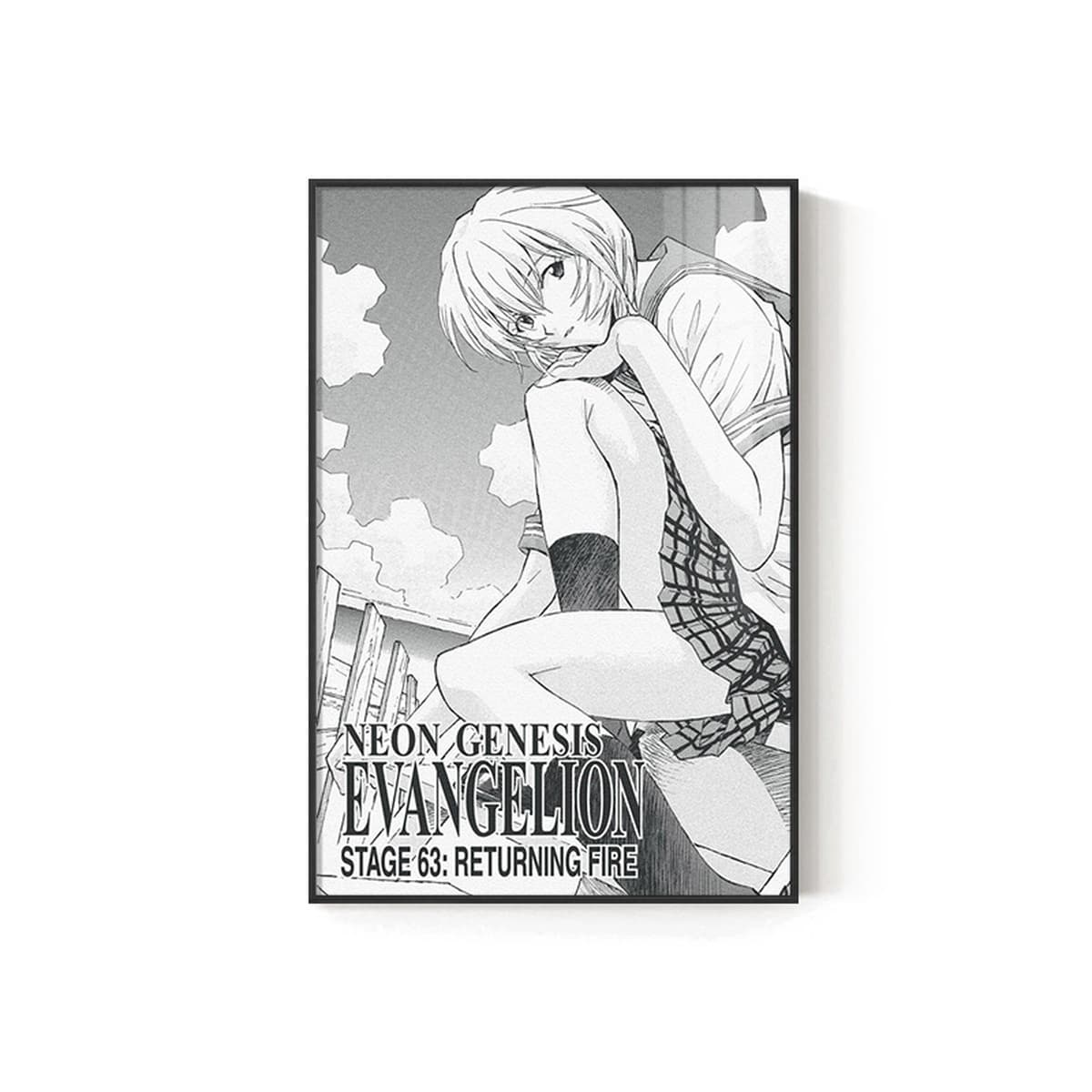 EVA Черно-белый комический плакат Декоративная роспись киберспорт комната кабинет спальня декоративная стена Евангелион...