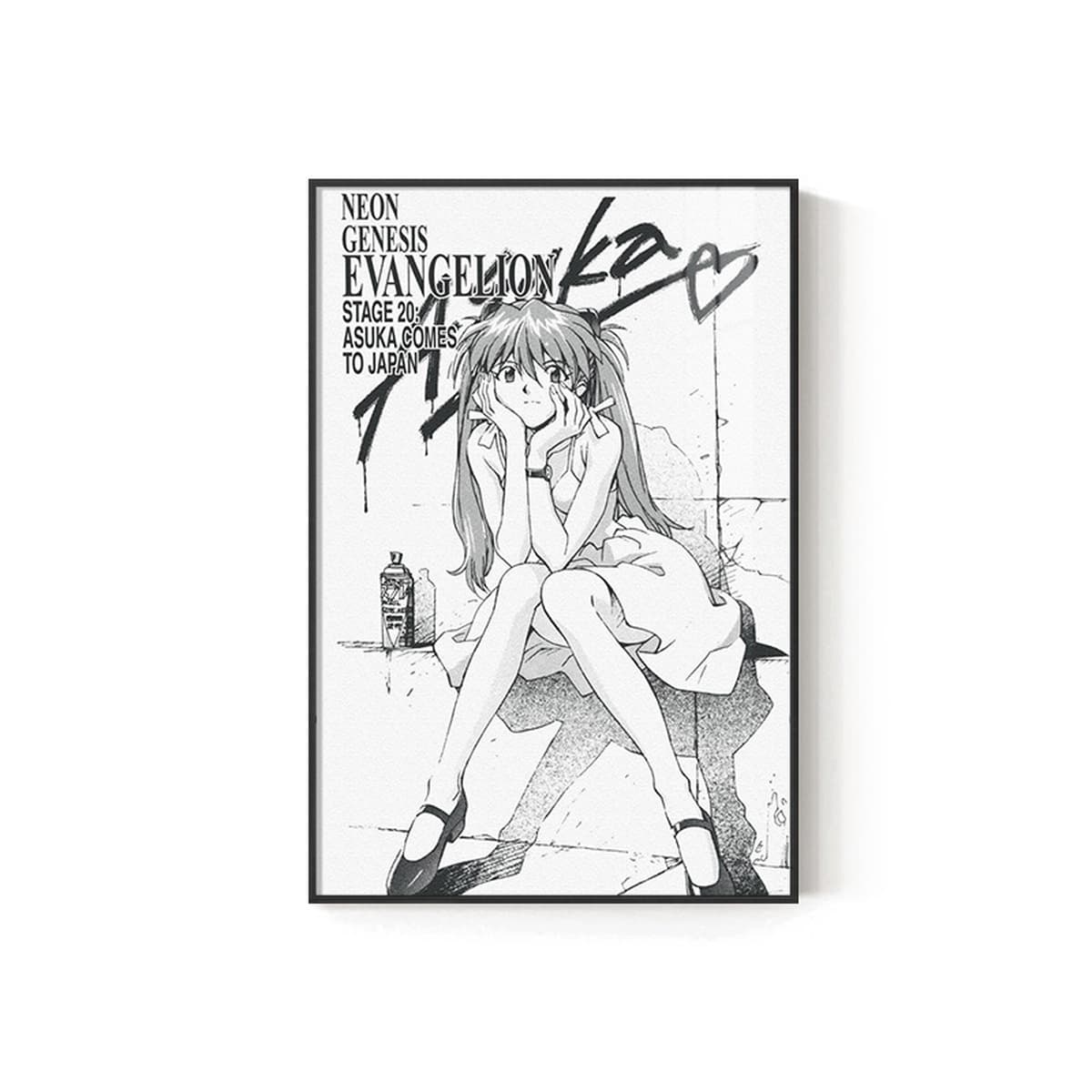 EVA Черно-белый комический плакат Декоративная роспись киберспорт комната кабинет спальня декоративная стена Евангелион...