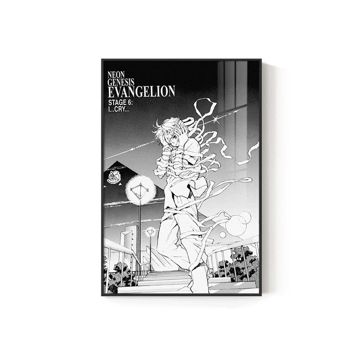 EVA Черно-белый комический плакат Декоративная роспись киберспорт комната кабинет спальня декоративная стена Евангелион...