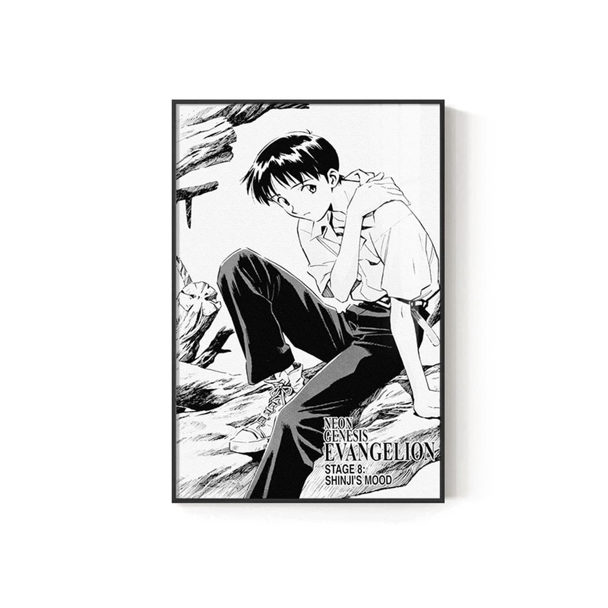 EVA Черно-белый комический плакат Декоративная роспись киберспорт комната кабинет спальня декоративная стена Евангелион...