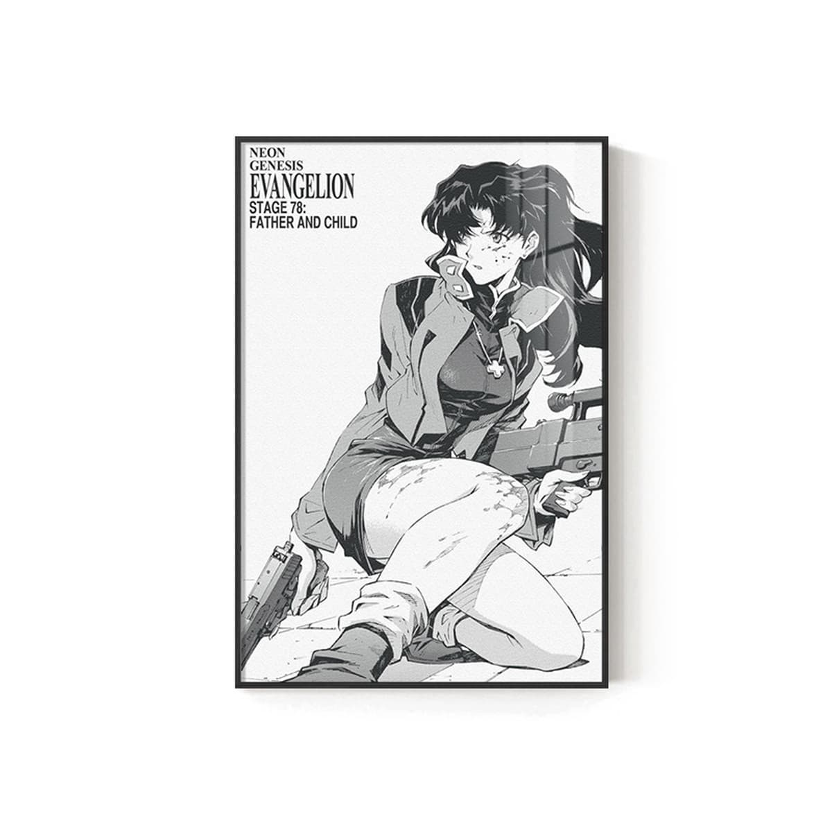 EVA Черно-белый комический плакат Декоративная роспись киберспорт комната кабинет спальня декоративная стена Евангелион...