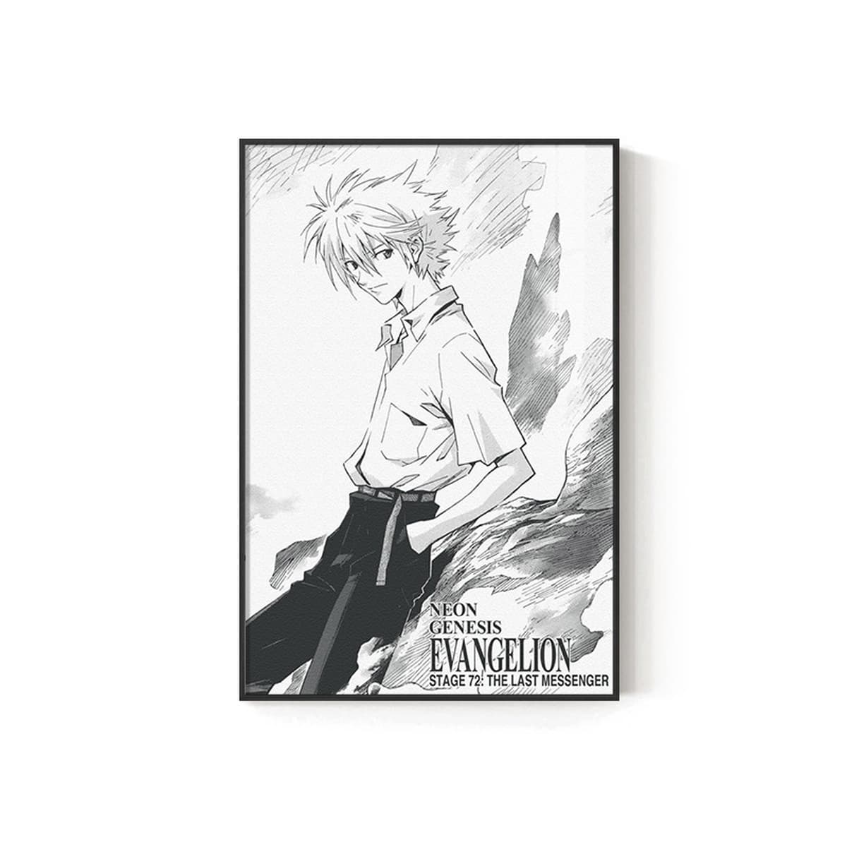 EVA Черно-белый комический плакат Декоративная роспись киберспорт комната кабинет спальня декоративная стена Евангелион...