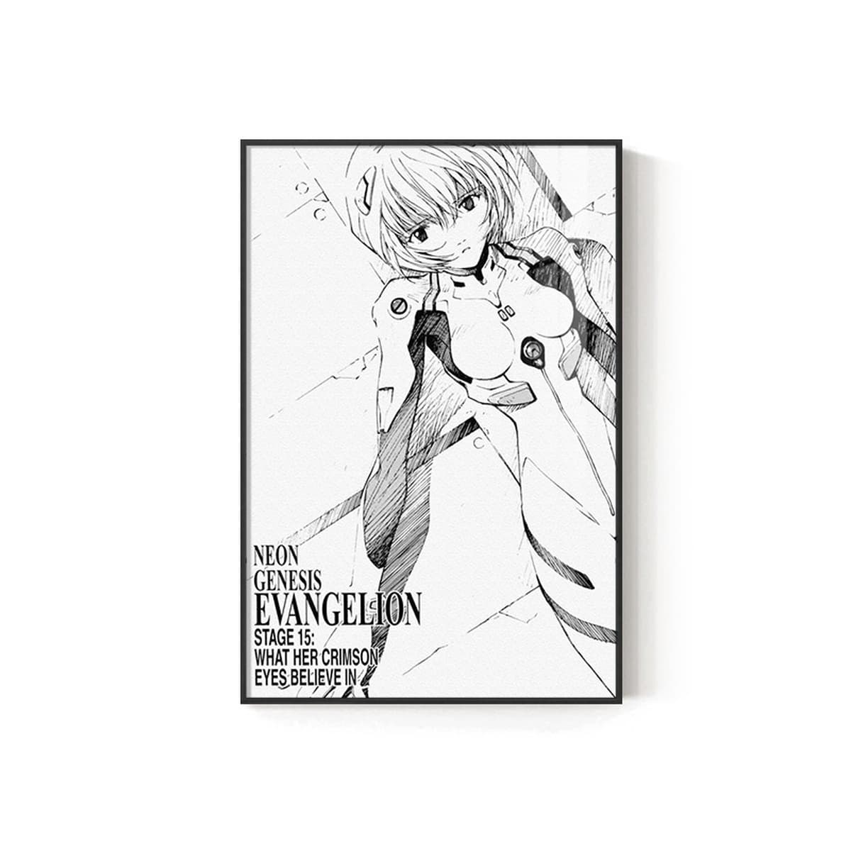 EVA Черно-белый комический плакат Декоративная роспись киберспорт комната кабинет спальня декоративная стена Евангелион...
