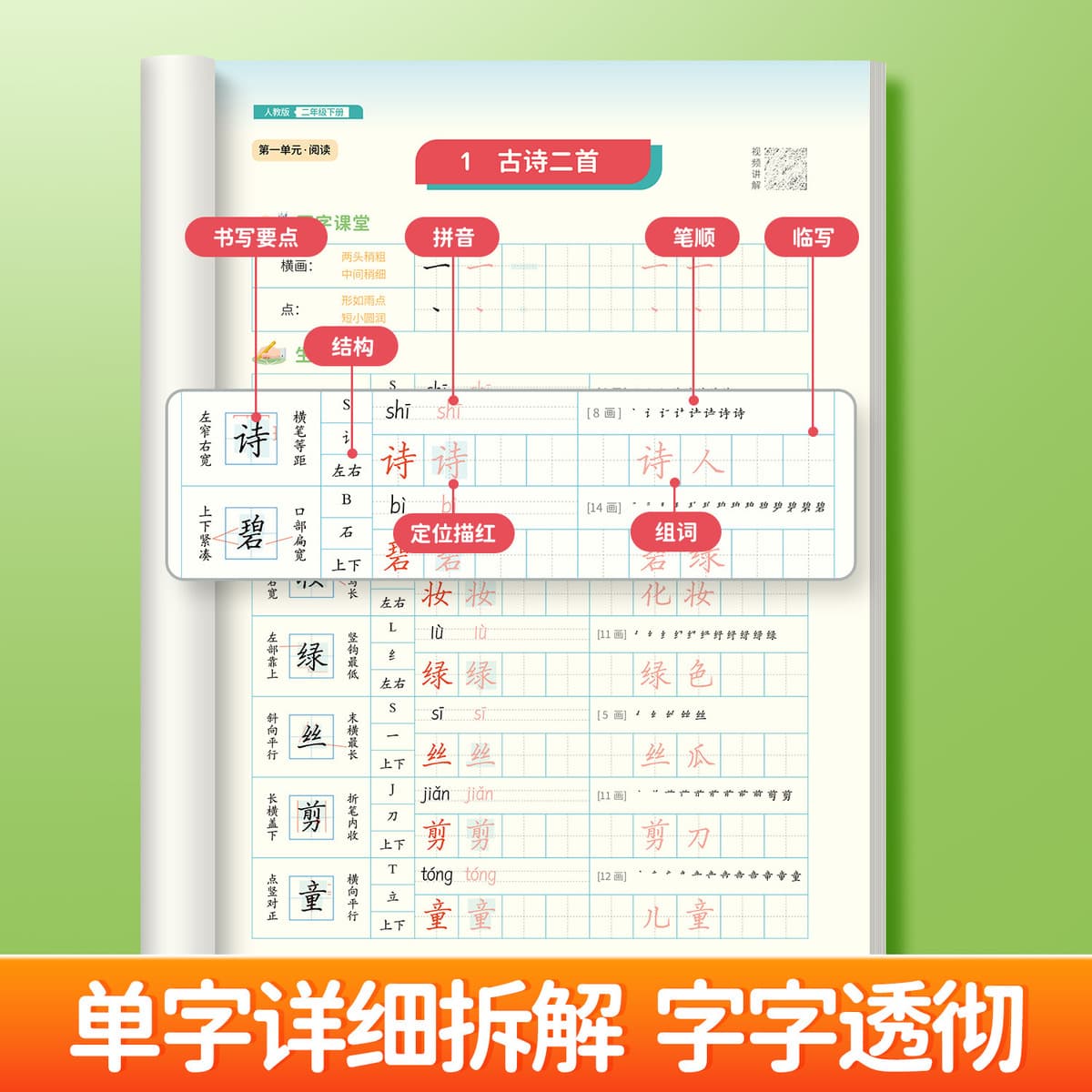 Цзоу Мубай Учащиеся начальных классов 1, 2, 3, 4, 5, 6 пишут хорошие слова и сдают народное образовательное издание...