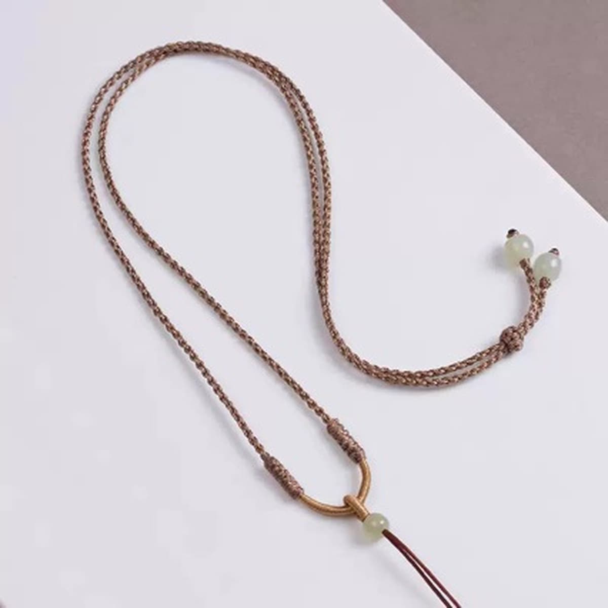 Новый нефритовый кулон Hetian, веревка ручной работы, высококачественное простое полуфабрикатное ожерелье «сделай сам»,...