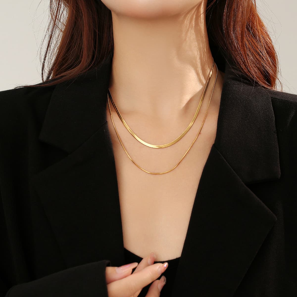 Индивидуальное изготовление ожерелий из титановой стали Дунгуань, высококачественные ювелирные изделия с покрытием 18К...