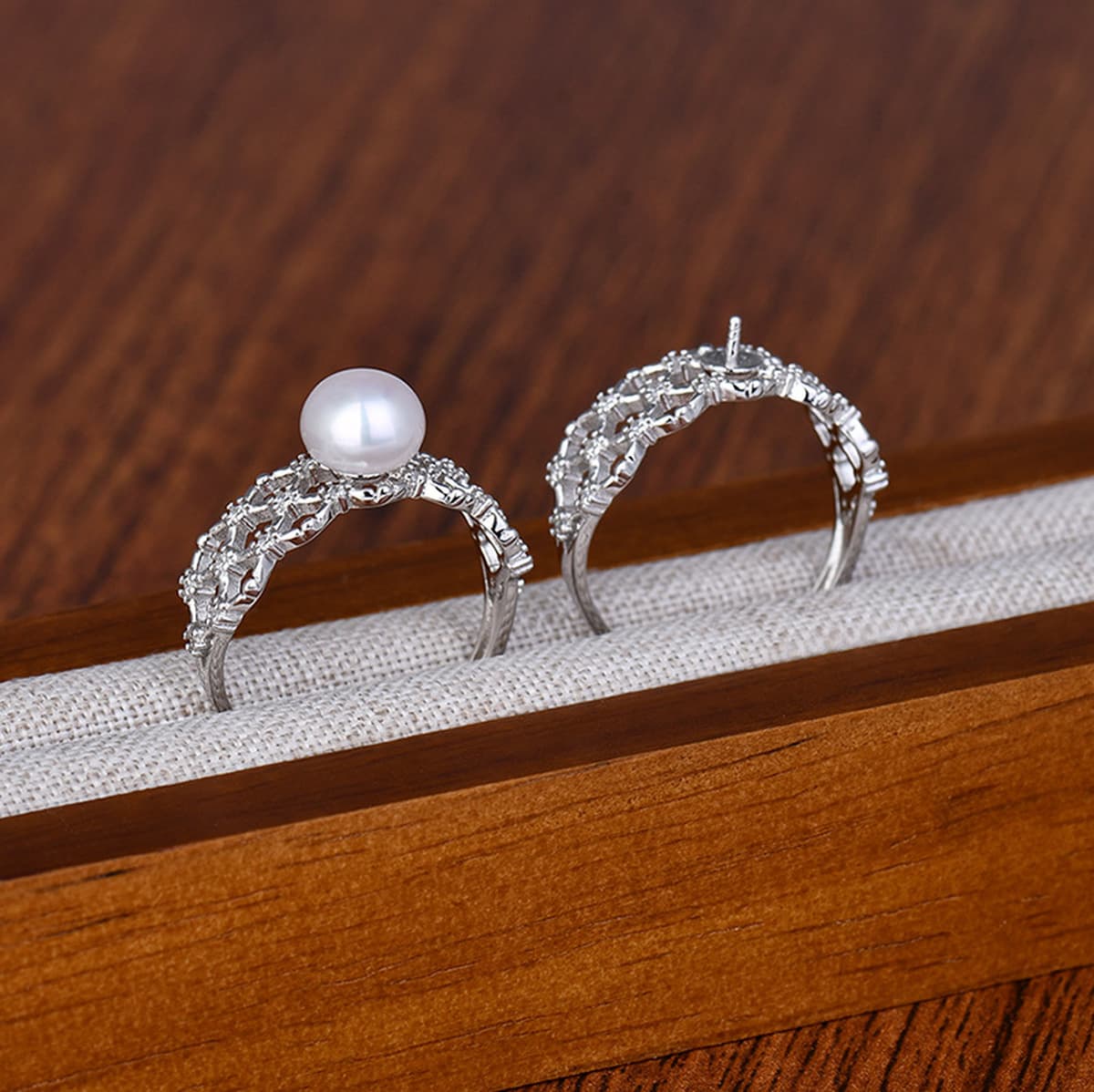 Кольцо из стерлингового серебра S925 с жемчужной оправой, высококачественное ажурное регулируемое кольцо, полуфабрикат для...