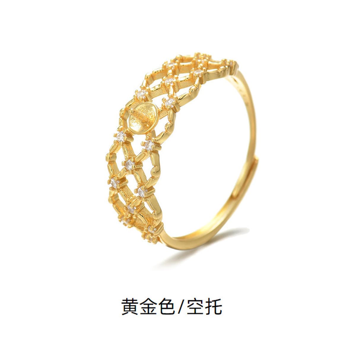 Кольцо из стерлингового серебра S925 с жемчужной оправой, высококачественное ажурное регулируемое кольцо, полуфабрикат для...