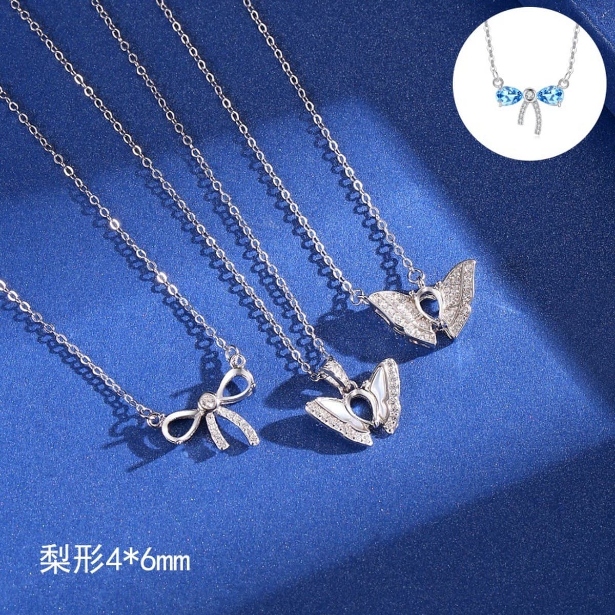 Стерлинговое серебро s925, пустое грушевидное ожерелье в форме бабочки 4*6 мм для женщин, доступный роскошный дизайн,...