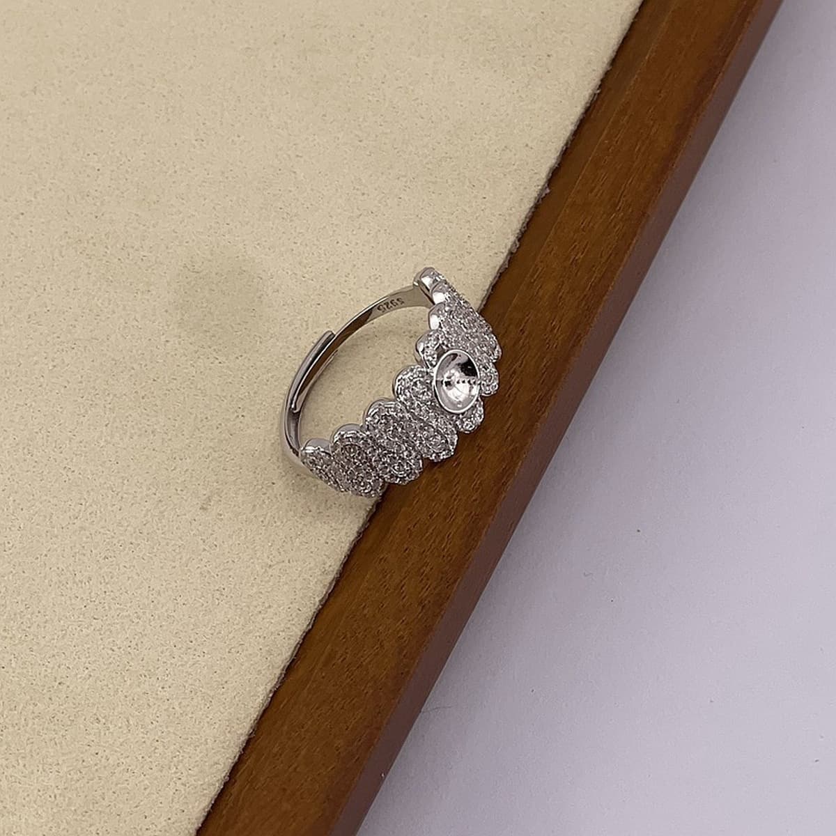 S925 стерлингового серебра diy жемчужное кольцо аксессуары пустые перетаскивания роскошные сверлят волнистый большой...