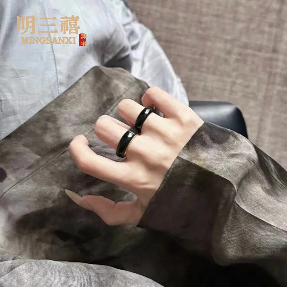 Лошадь с вегетарианским конским белым льдом натуральный высокий лед Мадагаскар халцедонное кольцо кольцо кольцо для мужчин и...