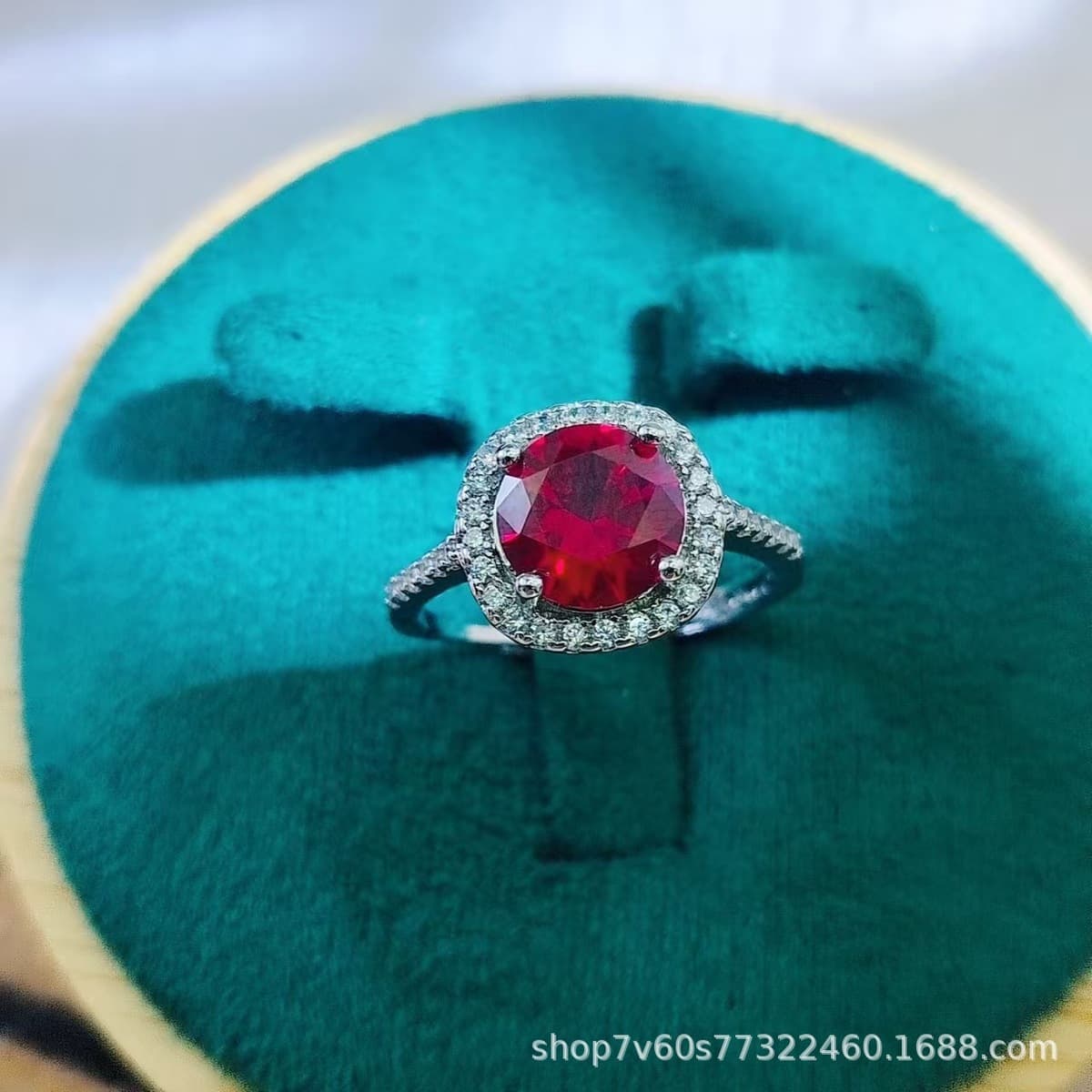 Хит продаж: ювелирное изделие — кольцо с имитацией рубина цвета «голубиная кровь» (2 карата), светло-роскошное,...