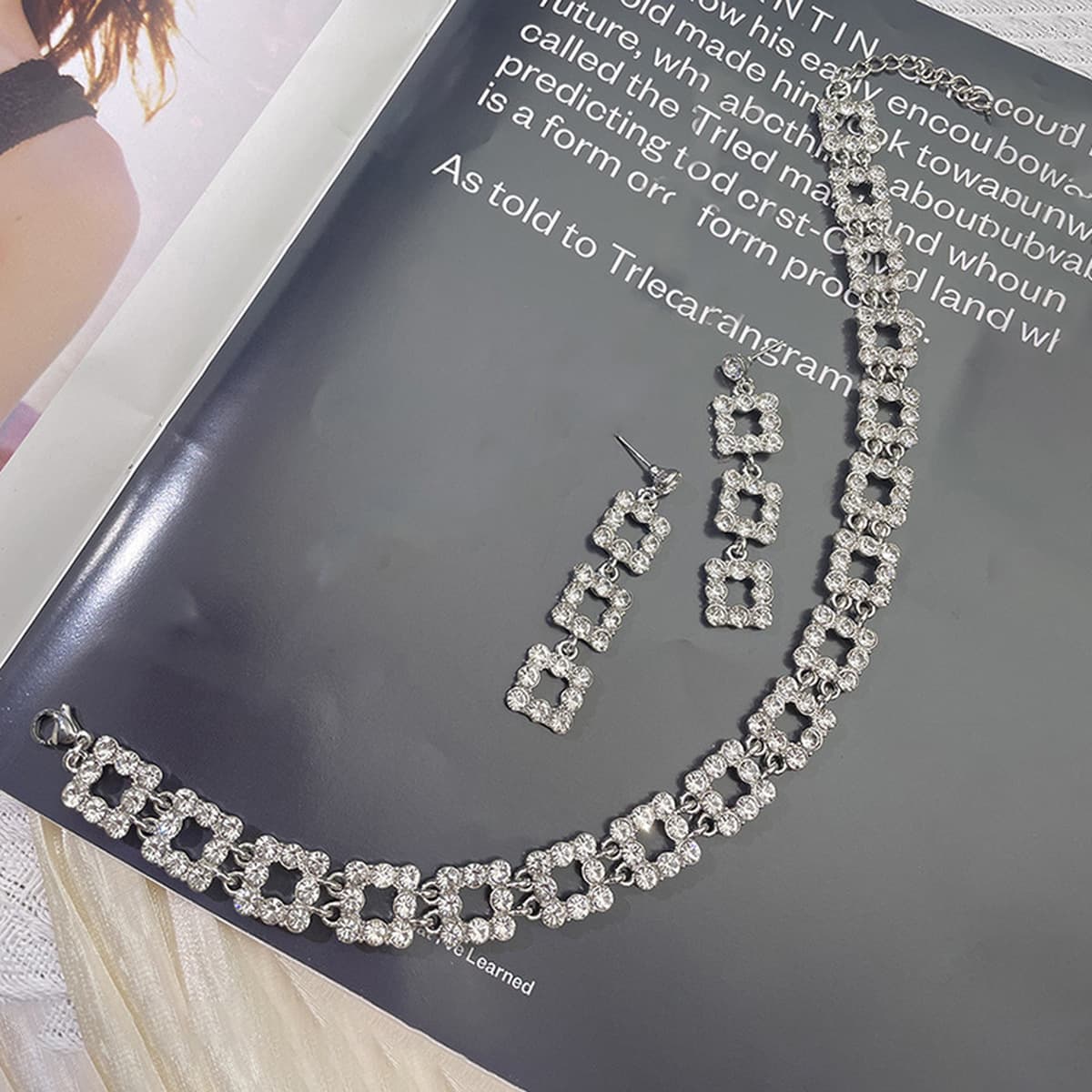 Европейский и американский тренд нишевые дизайны с бриллиантами и кисточками геометрические квадратные ожерелья серьги...