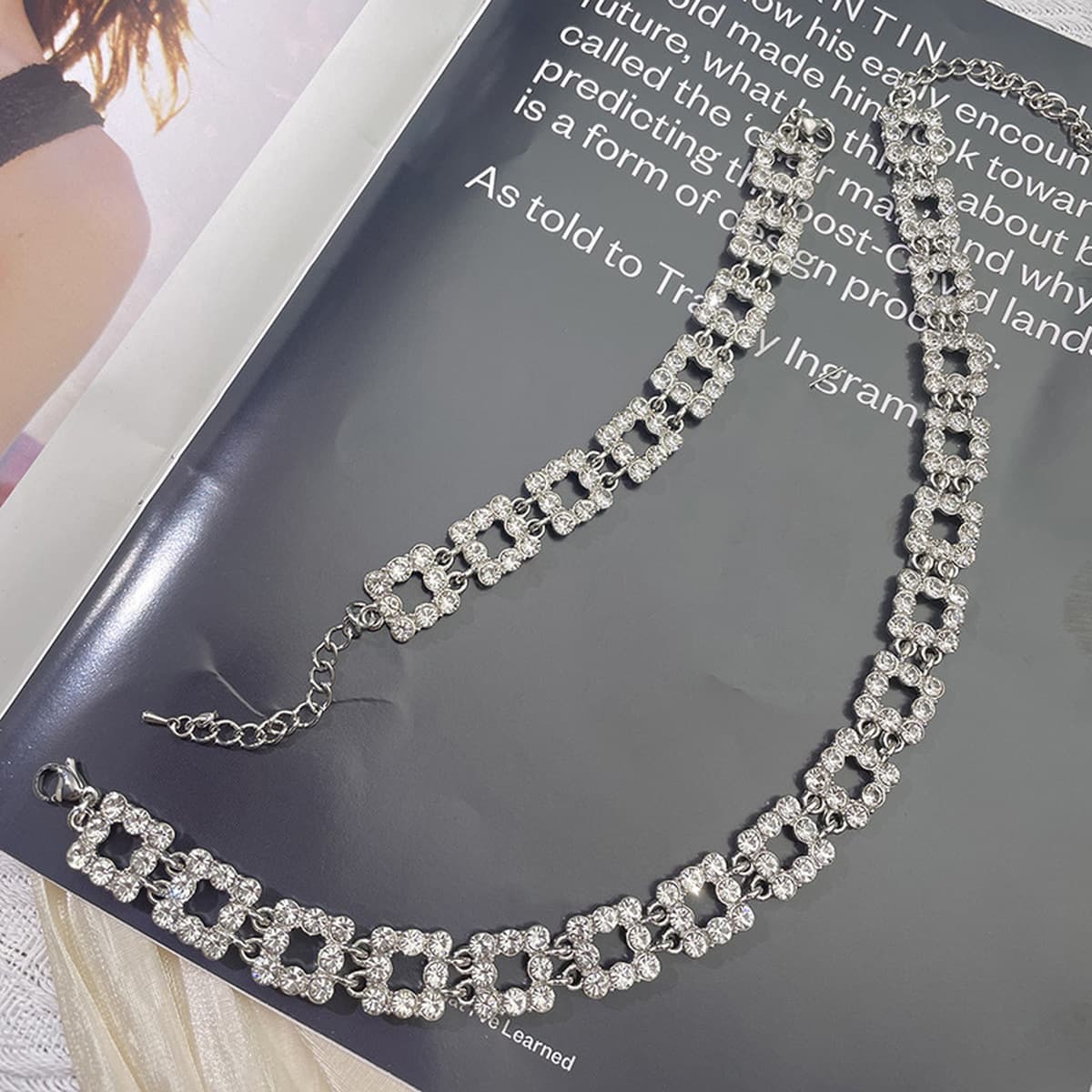 Европейский и американский тренд нишевые дизайны с бриллиантами и кисточками геометрические квадратные ожерелья серьги...