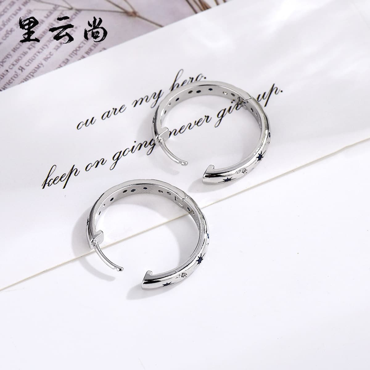 Трансграничное горячее кольцо из стерлингового серебра S925, мужские и женские, яркие серьги со звездным небом с...