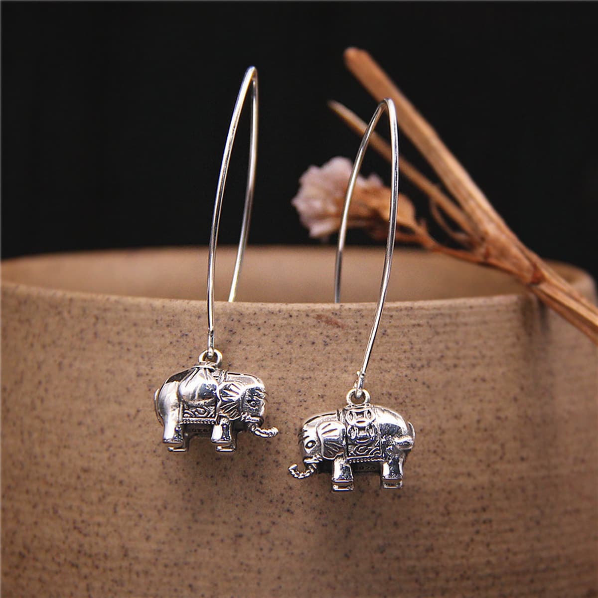 3D стерео тайский серебряный слоненок серьги женские ретро висячие деньги сумка для передачи длинных ушных подвесок Jiyong