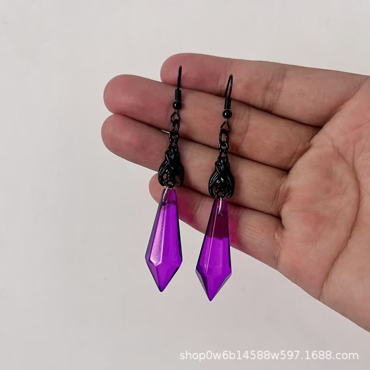 Трансграничные популярные серьги-подвески с красными, черными, зелеными и фиолетовыми драгоценными камнями, декоративные...