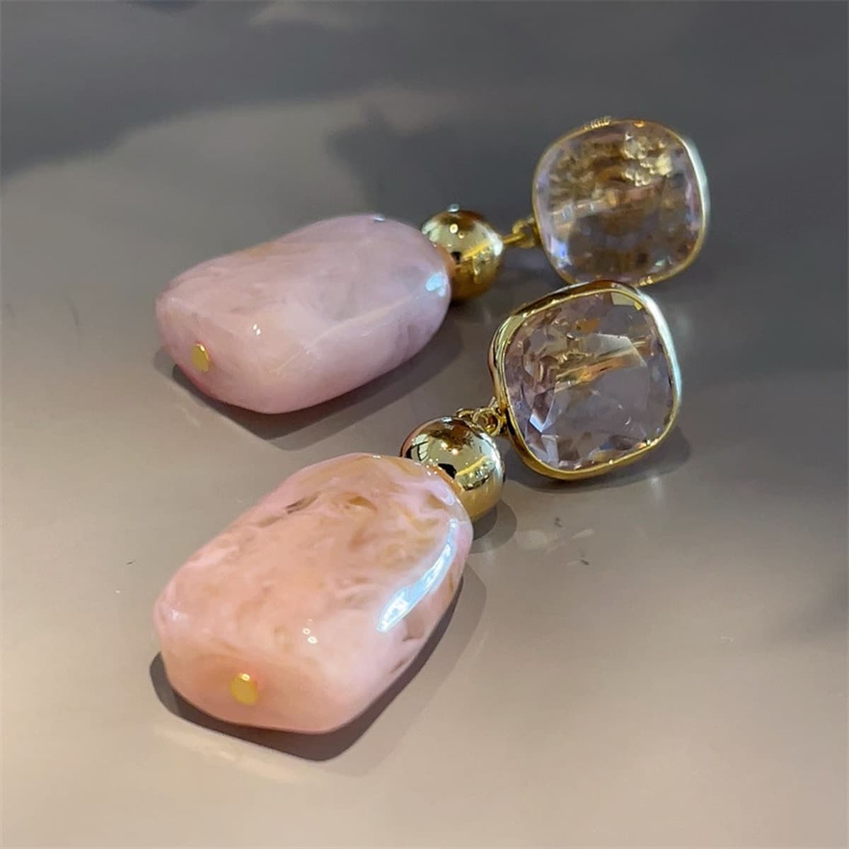 Новый 18-каратный металлический ветер порошок нефритовые серьги 925 серебряные иглы ретро сладкий минималистский мода летние...