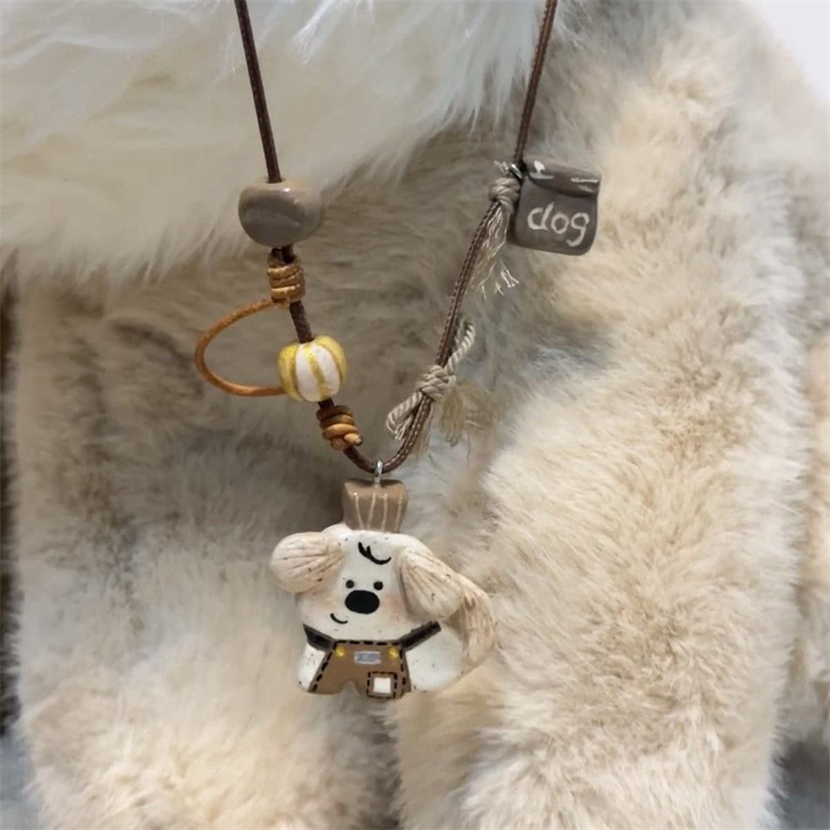 Щенки бариста длинная цепочка плетения веревки милый дикий ожерелье цепочка ключицы изысканный темперамент аксессуар...